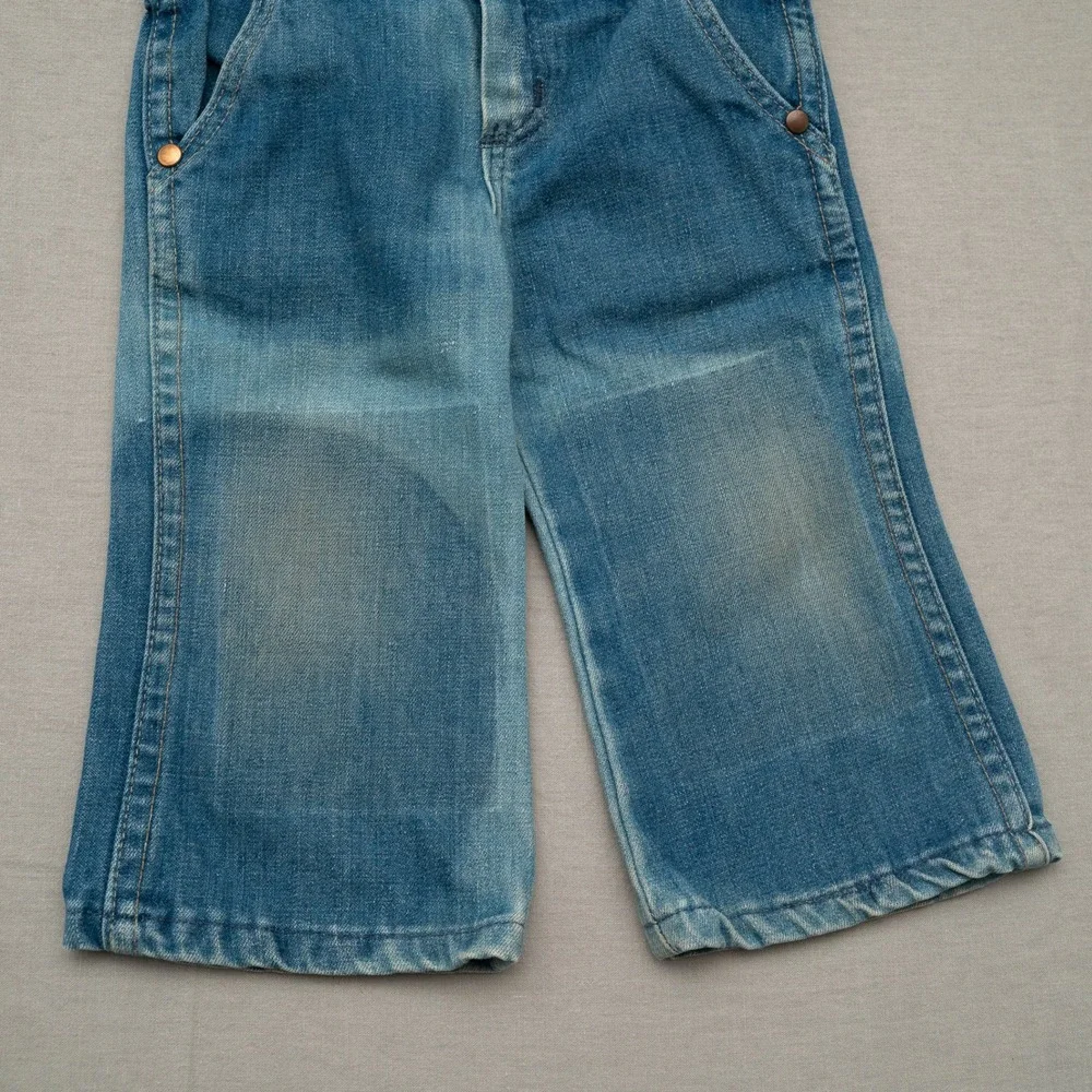 Vintage 70s 80s Wrangler Kids Jeans‎ Size 1T Double Knee Inserts Boot Cut Faded